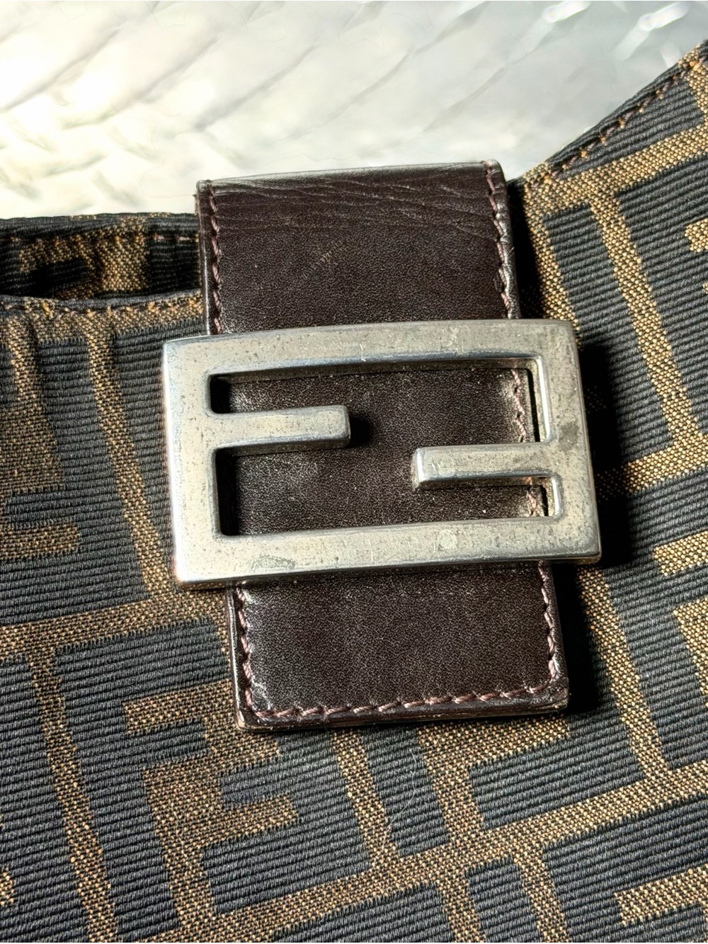 Fendi Vintage Zucca Baguette Hobo Bag in Brown - Picture 5 of 6